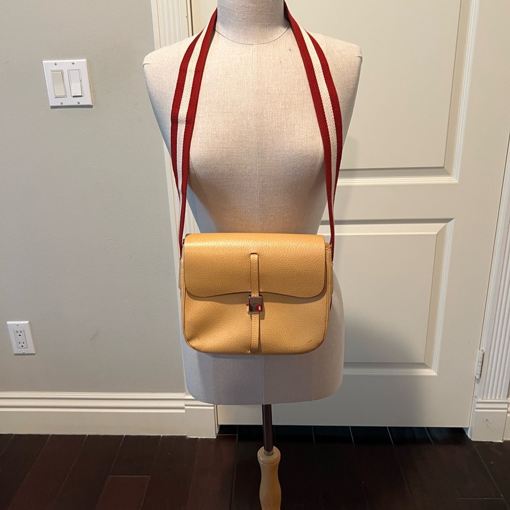 Bally Yellow Crossbody Bag with Red Strap